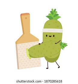 Wasabi grated vector. Wasabi root character. Wasabi root on white background.