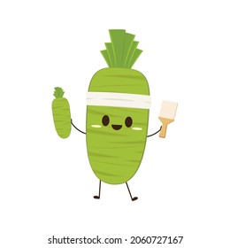 Wasabi grated vector. Wasabi root character. Wasabi root on white background.