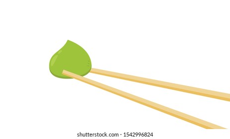 Wasabi on chopsticks. wasabi vector on white background. wallpaper. chopsticks.