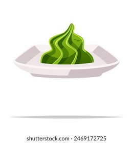 Wasabi on small plate vector isolated illustration