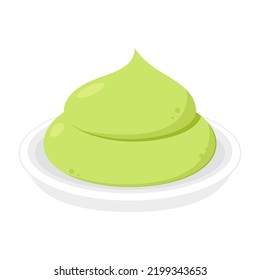 Wasabi sobre fondo blanco. Wasabi en el plato.