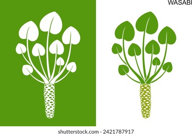 Wasabi plant  logo. Isolated wasabi root on white background