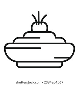 Vector de contorno de icono de placa Wasabi. Harina de hierbas. Hoja de Sauce