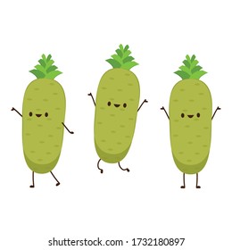 Wasabi root character. Wasabi root on white background.
