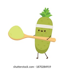 Wasabi root character. Wasabi root on white background.