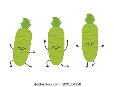 Wasabi root character. Wasabi root on white background.