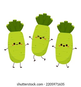 Wasabi root character. Wasabi root on white background.