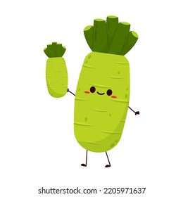 Wasabi root character. Wasabi root on white background.