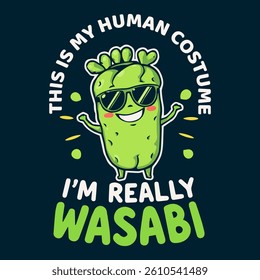 Wasabi Root in Human Costume – Quirky Cartoon Graphic Art