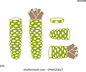Wasabi root  logo. Isolated wasabi root on white background