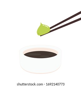 Wasabi and shoyu sauce character. wasabi vector