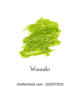 Wasabi Smear Isolated, Green Sushi Paste on White Background