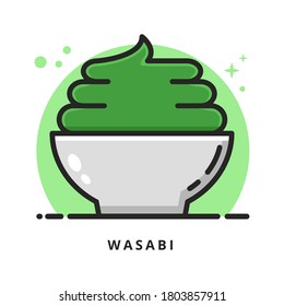 Wasabi Symbol Logo Illustration. Wasabi Organic In Bowl Icon Vector for Sticker and Mascot