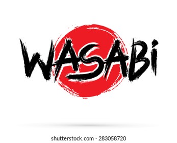 Wasabi  text, graphic vector. On grunge cycle background.