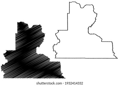 Wasco County, Oregon State (U.S. county, United States of America) map vector illustration, scribble sketch Wasco map