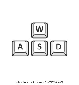 Wasd button icon in flat style. Keyboard vector illustration on white isolated background. Cybersport business concept.