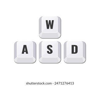 WASD button keyword vector isolated on white backgruond.