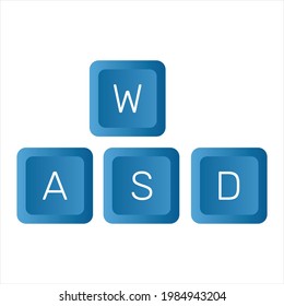 WASD button on keyboard. Transparent background. EPS 10