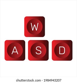 Botón WASD en el teclado. Fondo transparente. EPS 10