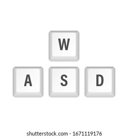 WASD computer keyboard buttons. Desktop interface. Web icon. Gaming and cybersport. Vector stock illustration.