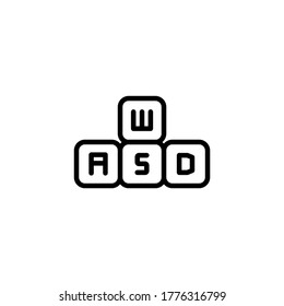 Icono de la tecla WASD en el icono de estilo de línea negra, estilo aislado en fondo blanco