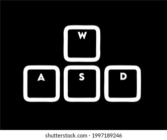 wasd keyboard is black with white writing