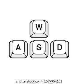 WASD keyboard buttons icon. Game control icon. Vector