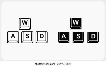 Icono de botones de teclado WASD. Icono de control de juegos en la ilustración Vector