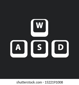 WASD keys, game control keyboard buttons. Gaming and cybersport symbol. Vector illustration.