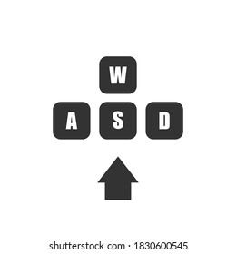 WASD keys, game control keyboard buttons. Gaming and cybersport symbol. Vector illustrationset of meeting icons on white background. Icon for business