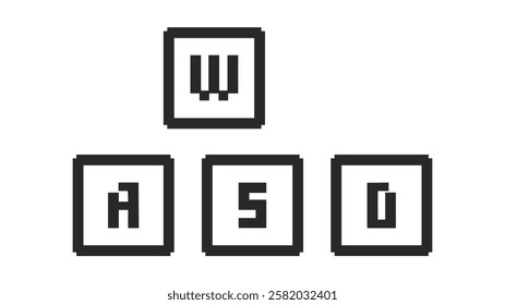 Wasd keys Gamer pixel art illustration.