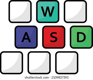 wasd keys solid mechanical keyboard Concept Vector Icon Design, E-sports or mind sport Symbol, Digital sports Equipment Sign, Video games hardware Stock illustration