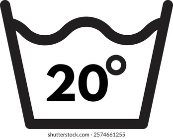 Wash at 20 degree icon isolated on white background . Wash at temperature 20 degrees symbol . Laundry symbol vector