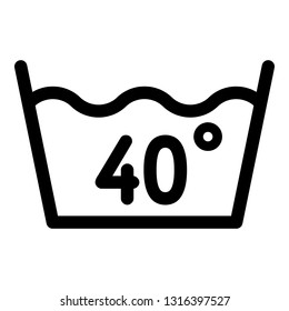 Waschen Sie mit 40 Grad oder einem Bauch-Icon. Outline-Waschen bei 40 Grad oder unter Vektorillustration Symbol für Webdesign einzeln auf weißem Hintergrund