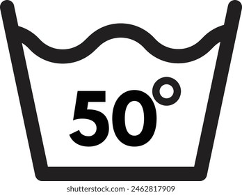 Wash at 50 degree icon isolated on white background . 50 wash temperature icon vector