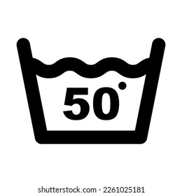 Wash at 50 degree icon. Water temperature vector illustration