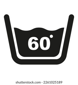 Wash at 60 degree icon. Water temperature vector illustration