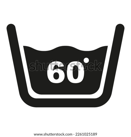 Wash at 60 degree icon. Water temperature vector illustration