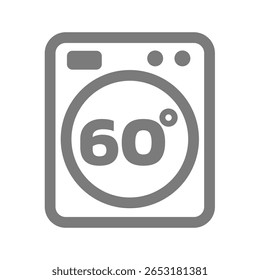 Wash at 60 degrees vector icon. Sixty degree washing temperature symbol.