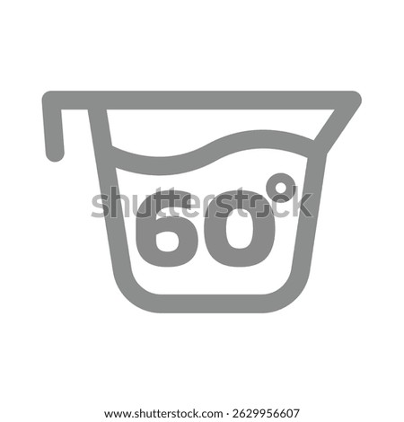 Wash at 60 degrees vector icon. Washing temperature for laundry sign.