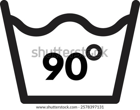 Wash at 90 degree icon isolated on white background . 90 degree washing icon . Vector illustration