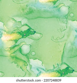 Wash Alcohol Ink. Modern Seamless Template. Foil Art Paint. Green Wet Watercolor. Luxury Water Color. Fluid Elegant Texture. Green Abstract Background. Shiny Ink Background. Seamless Watercolor Vector