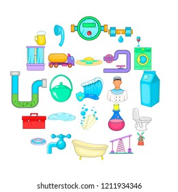 Wash the apartment icons set. Cartoon set of 25 wash the apartment vector icons for web isolated on white background