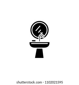 Wash basin black icon concept. Wash basin flat  vector symbol, sign, illustration.