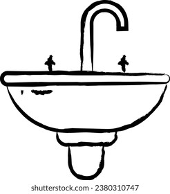 Wash Basin hand drawn vector illustration