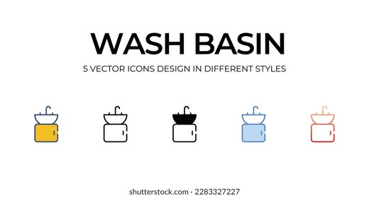 Wash Basin Icon Design in Five style with Editable Stroke. Line, Solid, Flat Line, Duo Tone Color, and Color Gradient Line. Suitable for Web Page, Mobile App, UI, UX�and�GUI�design.