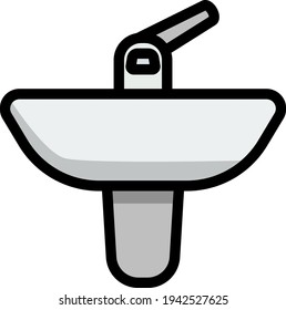Wash Basin Icon. Editable Bold Outline With Color Fill Design. Vector Illustration.