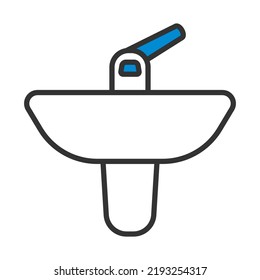 Wash Basin Icon. Editable Bold Outline With Color Fill Design. Vector Illustration.