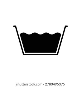 Wash basin icon with wash basin laundry tub for soaking clothes black and white vector