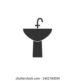 Wash basin icon. Vector illustration, flat design.